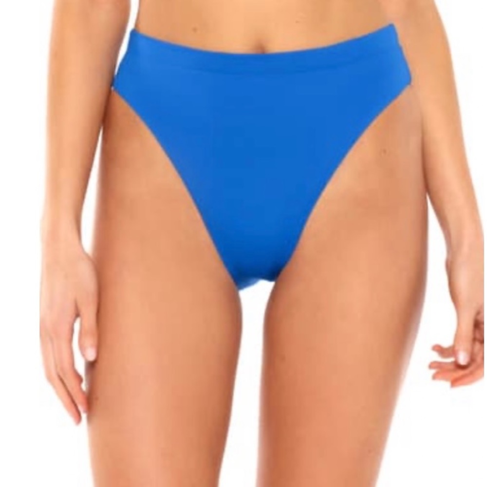 Becca Swim High Waist Bikini Bottom in Blue NWOT S